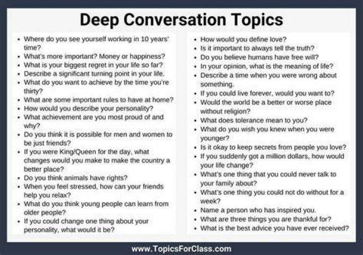 What do you talk about in a deep conversation?