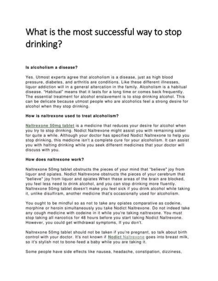 What is the most successful way to stop drinking?